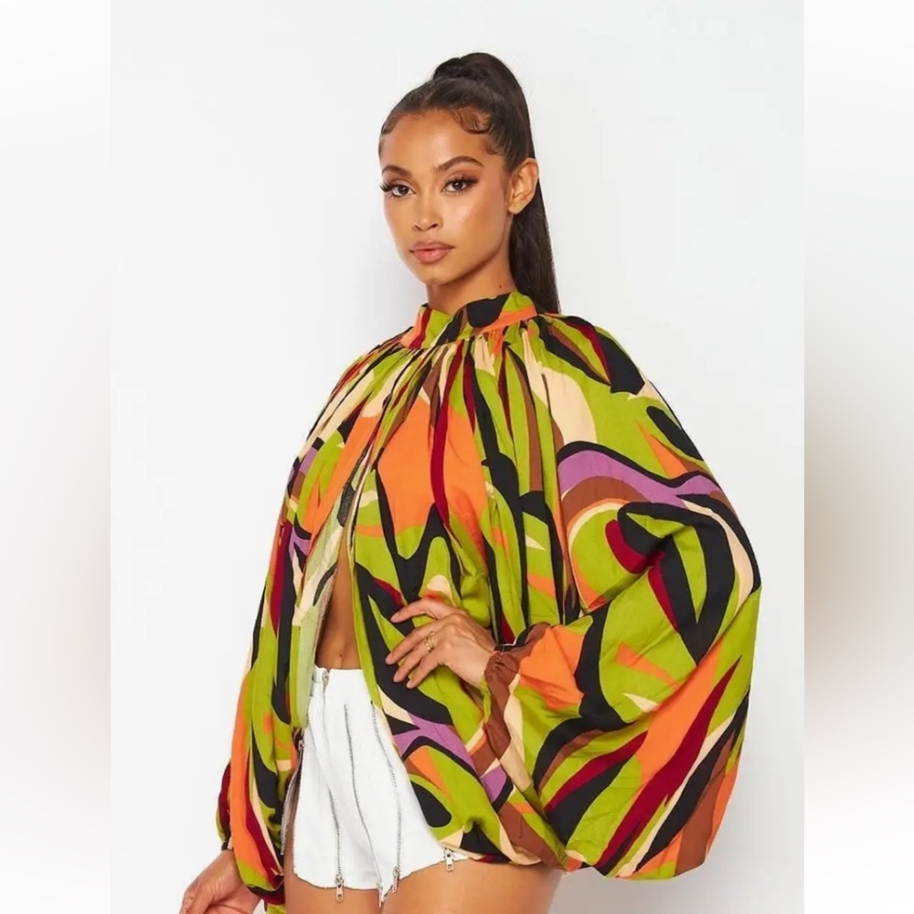 ROMANTIC PRINT PUFF TOP